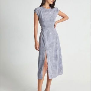 New Commense Cap Sleeve Back Cutout Midi Slit Dress M Medium